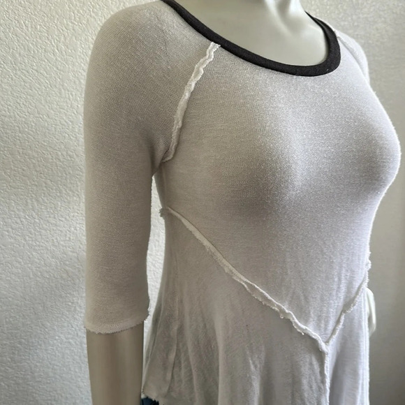 FREE PEOPLE INTIMATELY WHITE BLACK 3/4 SLEEVE WEEKEND LAYERING TOP Sz XS - Picture 5 of 10